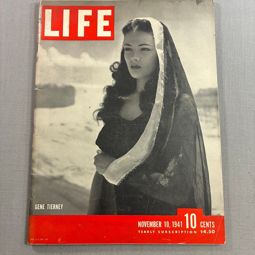 Life Magazine November 10 1941 Gene Tierney WWII Vintage Hollywood Issue